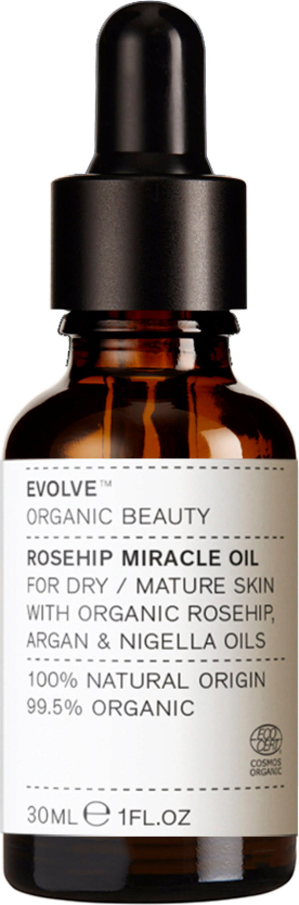Evolve Organic Beauty Rosehip Miracle Oil 30ml per pelle matura e secca, un vero elisir di bellezza bio