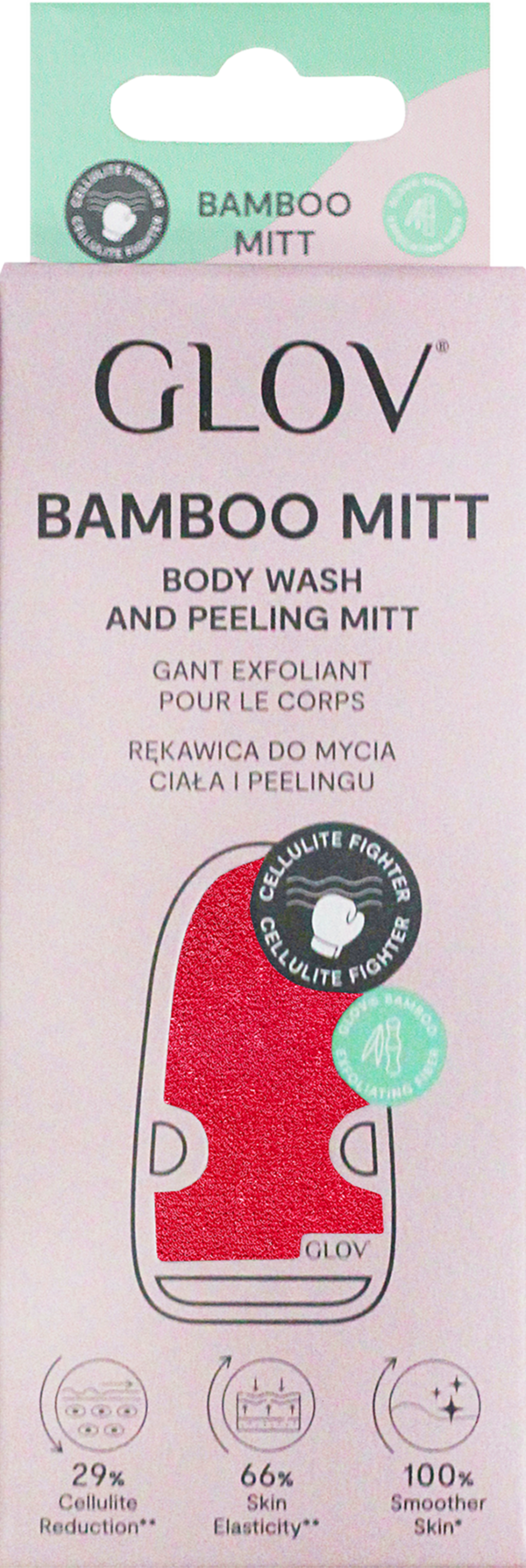 Guanto esfoliante GLOV Body Wash & Peeling Mitt rosa per una pelle liscia e rigenerata