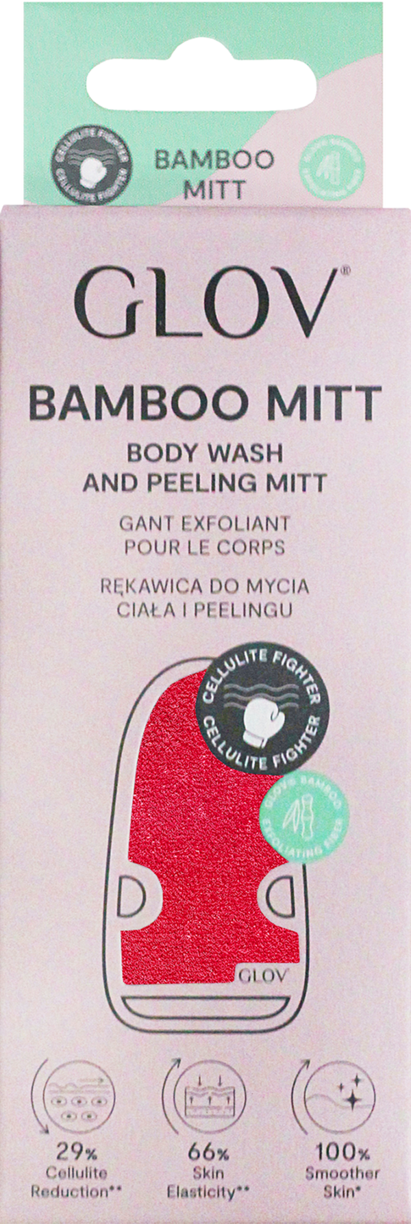 Guanto esfoliante GLOV Body Wash & Peeling Mitt rosa per una pelle liscia e rigenerata