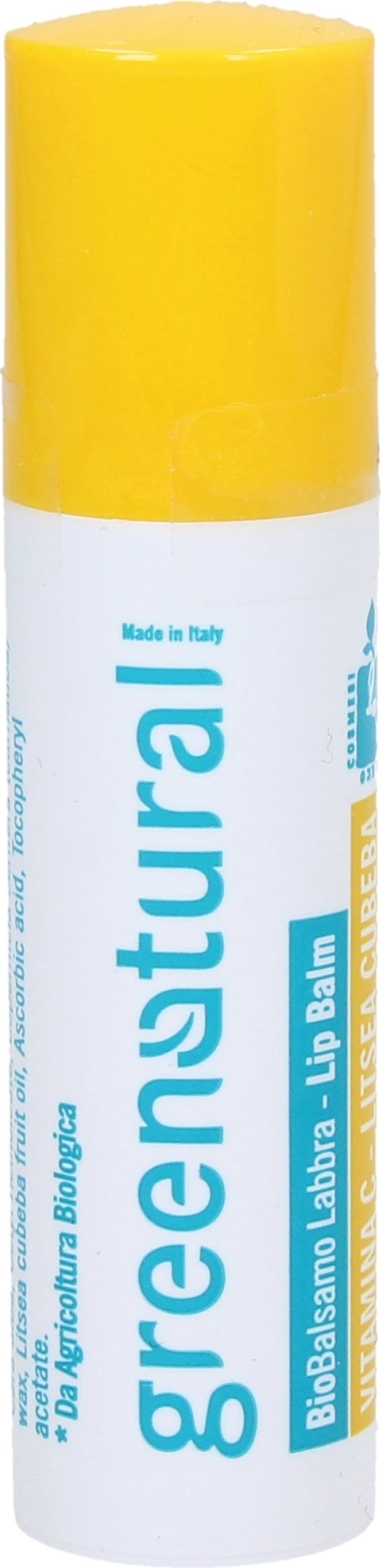 Balsamo labbra Greenatural Vitamina C con aroma agrumato per labbra nutrite e protette. Formato stick da 5,70 ml.